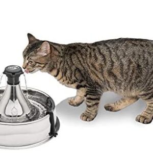 PetSafe Drinkwell Stainless 360 Multi-Pet Fountain - 128 oz Capacity Water Dispenser for Cats and Dogs - Customizable Flowing Stream of Fresh Water - Filter Included - Encourages Pets to Drink More
