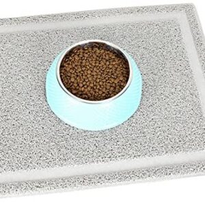Uheng Pets Cats Dogs Litter Feeding Mat Durable Waterproof Rectangular Trapping Rugs 20" X 16" for Food & Water Bowls Feeders Dishes, Non-Slip for Floors