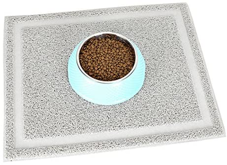 Uheng Pets Cats Canine Litter Feeding Mat Sturdy Waterproof Rectangular Trapping Rugs 20″ X 16″ for Meals & Water Bowls Feeders Dishes, Non-Slip for Flooring