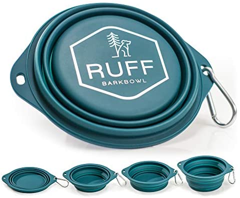 Ruff Merchandise BarkBowl (800ml) – Collapsible Canine Bowl (Darkish Teal) Premium High quality, Platinum-Cured Meals Grade Silicone, No Plastic Rim, Meals Secure, Giant Journey Bowl