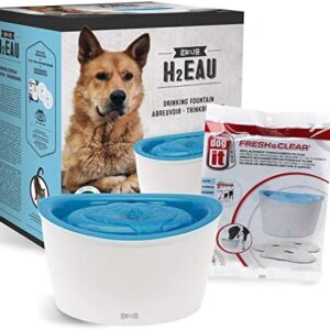 ZEUS Elevated Dog Water Dispenser, Dog Drinking Water Fountain with 4 Replacement Cartridges, Value Bundle (Packaging May Vary)