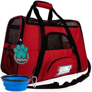 PetAmi Premium Airline Approved Soft-Sided Pet Travel Carrier | Ventilated, Comfortable Design with Safety Features | Ideal for Small to Medium Sized Cats, Dogs, and Pets