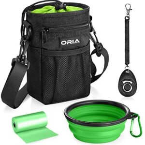 ORIA Dog Training Pouch, Dog Treat Bag, Pet Training Waist Bag with Adjustable Strap, Collapsible Dog Bowl, Storage for Treats, Toys and Training Accessories