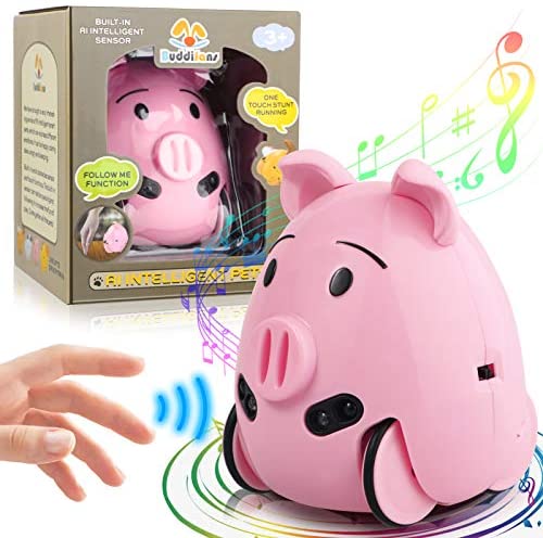 LAKIBOLE Toddler Companion Sound Toy Automobile Pet, Aiintelligent Sensor Sound Toys Automobile Interactive Studying Reward for 18-Month 2 3 4 5 Yr Olds Toddler Youngsters Boy Lady – Pig