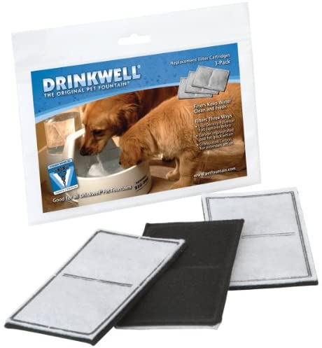 PetSafe Drinkwell Carbon Alternative Filter, Canine and Cat Water Fountain Filters, 3 Pack