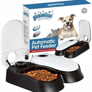 PAWISE 2 Meal Automatic Dog Feeder for Dogs and Cats, Food Dispenser Station with Timer, 48-Hour, 1.5 Cups
