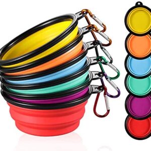 ME.FAN Collapsible Dog Bowl Travel Portable Dog Bowl(12oz) Silicone Foldable Travel Bowl/Pet Food Bowl/Cat Water Bowl/Silicone Pet Expandable Bowls + Carabiners Per Set