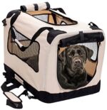 2PET Foldable Canine Crate – Mushy, Simple to Fold & Carry Canine Crate for Indoor & Out of doors Use – Comfortable Canine Residence & Canine Journey Crate – Sturdy Metal Body, Washable Material Cowl