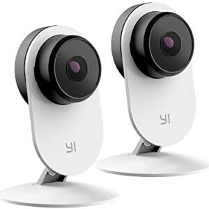 YI 2pc Security Home Camera 3 Baby Monitor, 1080p WiFi Smart Indoor Nanny IP Cam with Night Vision, 2-Way Audio, Motion Detection, Phone App, Pet Cat Dog Cam - Works with Google