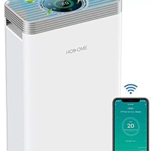 Hosome Smart Wifi Hepa Air Purifier for Home with H13 True HEPA Filter, Up to 1076 sq.ft Large Room Air Purifier ,Quiet Air Cleaner for Smoke, Pet Hair, Dust, with Air Quality Monitor, Work with Alexa