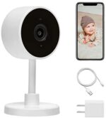 LARKKEY 1080p WiFi Residence Good Digital camera, Indoor 2.4G IP Safety Surveillance with Night time Imaginative and prescient, Monitor with iOS, Android App, Suitable with Alexa (White Plus)