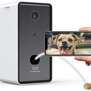 Owlet Home | Pet Camera with Treat Dispenser & Tossing for Dogs/Cats, WiFi, 1080P Camera, Live Video, Auto Night Vision, 2-Way Audio, Compatible with Alexa