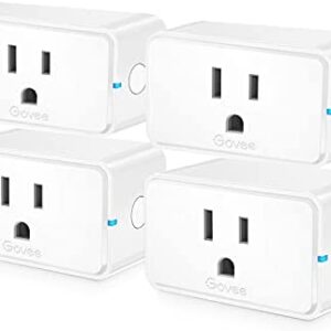 Govee WiFi Smart Plug, 15A 1800W Smart Outlet, Works with Alexa and Google Home Assistant, Timer, Control Remotely, No Hub Required, FCC and ETL Certified, 4 Pack