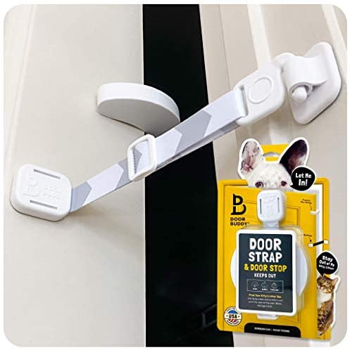 Door Buddy Door Latch Plus Door Stopper. Maintain Canine Out of Litter Field and Forestall Door from Closing. This Cat Gate and Cat Door Various Installs in Seconds and is Simple for Cats and Adults to Use.