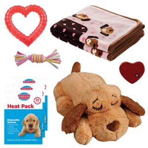 SmartPetLove Snuggle Puppy Heartbeat Stuffed Toy - Pet Anxiety Relief and Calming Aid - Biscuit - New Puppy Starter Kit (Pink)