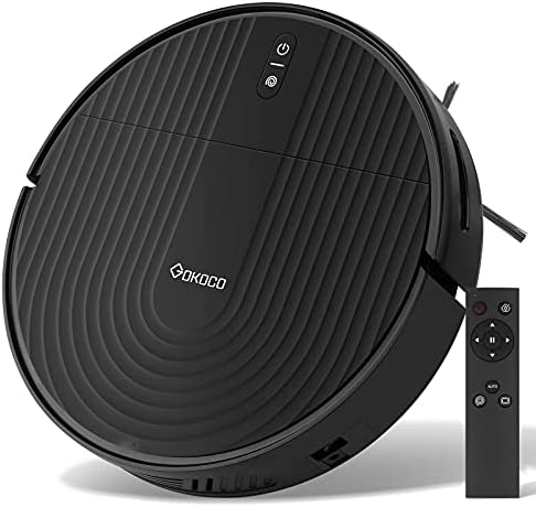 GoKoCo Robotic Vacuum Cleaner,Auto Robotic Vacuums with Upgraded 2000Pa Sturdy Suction, Infrared Collision Sensor,Slim and Quiet Good Cleansing Robotic for Pet Hair, Exhausting Ground, Carpets，Distant Management