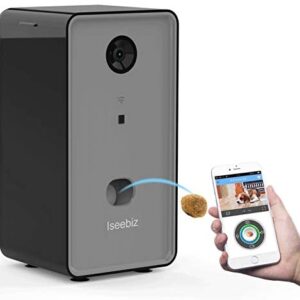 Iseebiz Smart Pet Camera, [2021 Upgraded] Dog Camera Treat Dispenser, 2-Way Audio, 1080P Night Vision Cam, App Remote Tossing, Multi Devices Login, Compatible with Alexa, Play with Your Dogs and Cats