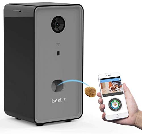 Iseebiz Smart Pet Camera, [2021 Upgraded] Dog Camera Treat Dispenser, 2-Way Audio, 1080P Night Vision Cam, App Remote Tossing, Multi Devices Login, Compatible with Alexa, Play with Your Dogs and Cats