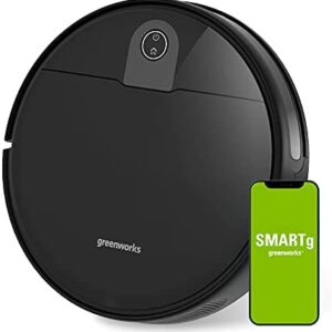 Greenworks GRV-1010 Robot Vacuum Smart Self-Charging Robotic Vacuum Cleaner, Powerful Suction, brushless Motor, Adjustable in Four Levels, Auto Sweeper for Pet Hair, Hard Floor, Carpet