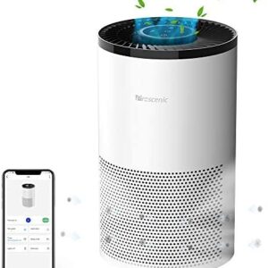 Proscenic A8 Air Purifier for Home Large Room, CADR 220 m³/h, H13 HEPA Filter 4-Stage Filtration for Pet Smoker, Up to 1290 Sq. Ft, WiFi Air Cleaner for Home Living Bedroom Large Room Office