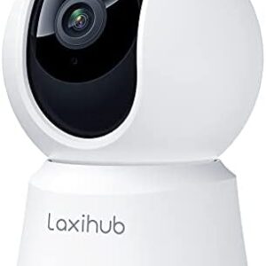 Laxihub 360° Indoor Security Camera, P2 1080P WiFi Home Camera for Baby/Pet/Nanny, Pan/Tilt, Motion Detection, 2-Way Audio, Night Vision, Compatible with Alexa & Google Assistant
