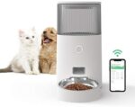 ZAMATE Automatic Cat Feeders, 2.4G WiFi Enabled Auto Food Dispenser with APP Control for Cats, Dual Power Supply and Anti-Clog Design, Timed Pet Feeder with a Removable Stainless Steel Bowl, 2.5L