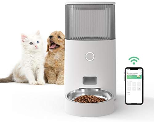ZAMATE Automated Cat Feeders, 2.4G WiFi Enabled Auto Meals Dispenser with APP Management for Cats, Twin Energy Provide and Anti-Clog Design, Timed Pet Feeder with a Detachable Stainless Metal Bowl, 2.5L