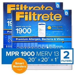 Filtrete 20x20x1 Smart Replenishable AC Furnace Air Filter, MPR 1900, Premium Allergen, Bacteria & Virus, 2-Pack (exact dimensions 19.72 x 19.72 x 1.1)