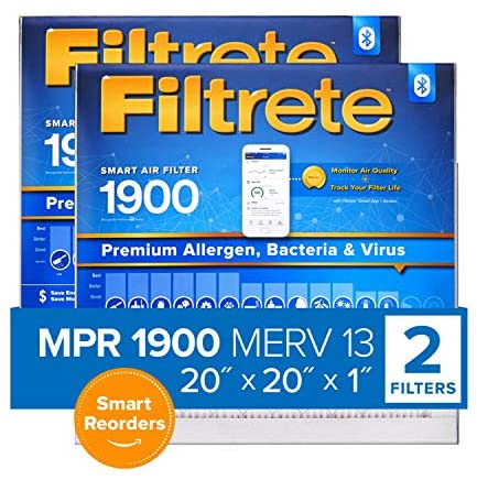 Filtrete 20x20x1 Good Replenishable AC Furnace Air Filter, MPR 1900, Premium Allergen, Micro organism & Virus, 2-Pack (precise dimensions 19.72 x 19.72 x 1.1)