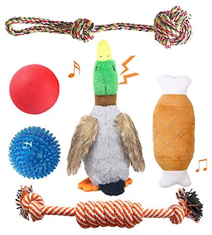 Pet Toys for Small Canines, 6 Pack Small Canine Toys, Cute Duck Canine and ToysNon-Poisonous Pure Rubber Canine Chew Toys, Sturdy Pet Teething Toys, Ropes Pet Chew Toys, Non-Poisonous and Secure